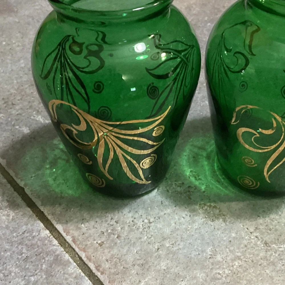 Elegant Green Glass Vases Set Bud vases